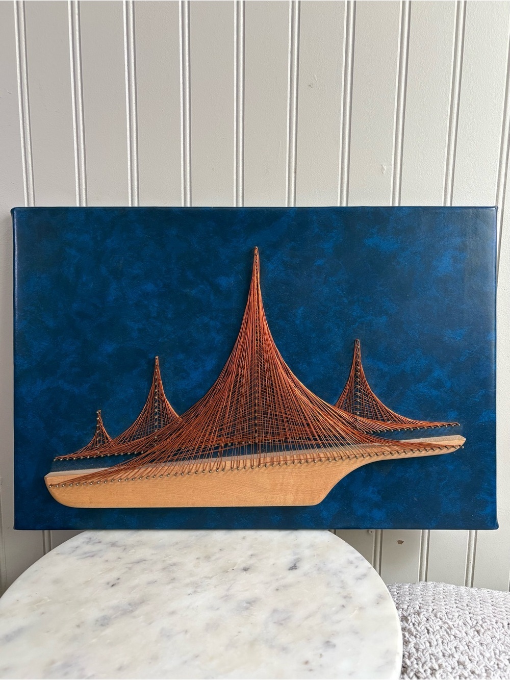 Vintage Copper Wire Symmography Nautical Sailboat Art Mid-Century Modern VTG MCM